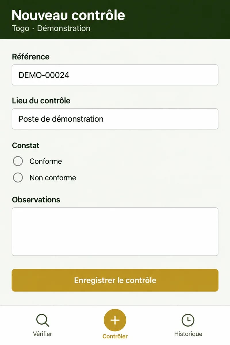 Aperçu illustratif : Consigner un contrôle