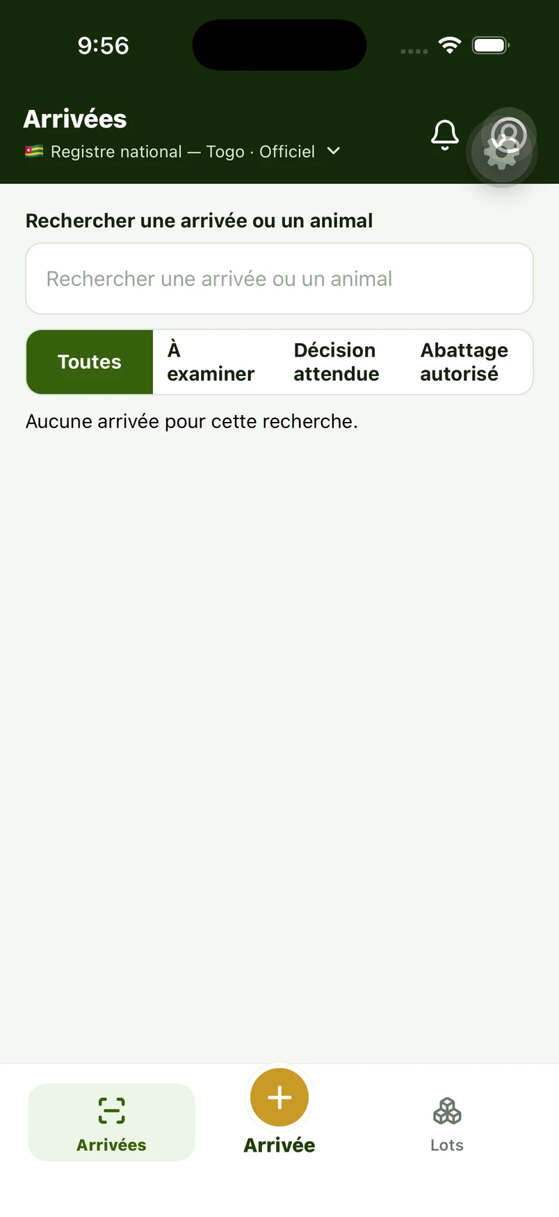 Écran réel d’IDARAF Abattoir, avec sa navigation et ses actions métier.