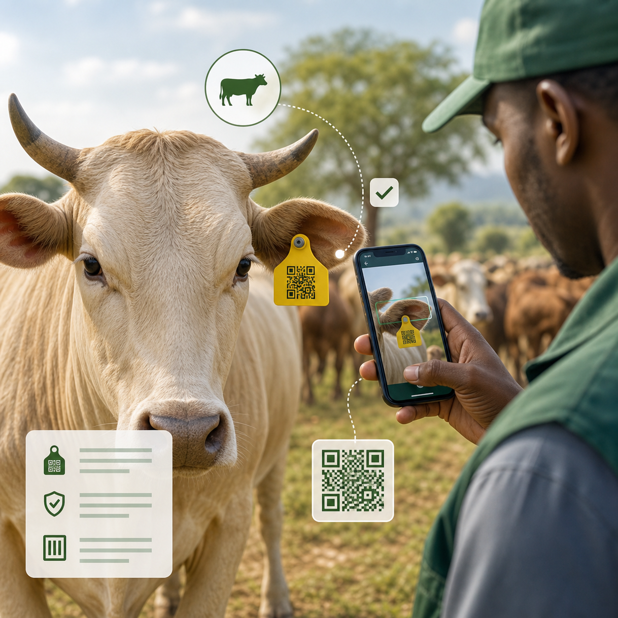 Identification animale avec boucle et scan mobile